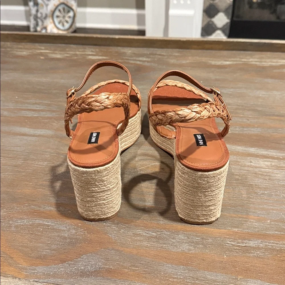 Nine West Espadrille Platform Sandals Size‎ 12 Tan Boho Summer Wedge New NWOB